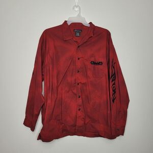 Vintage y2k grunge cyber goth No Boundaries faded tribal button up 2xl red